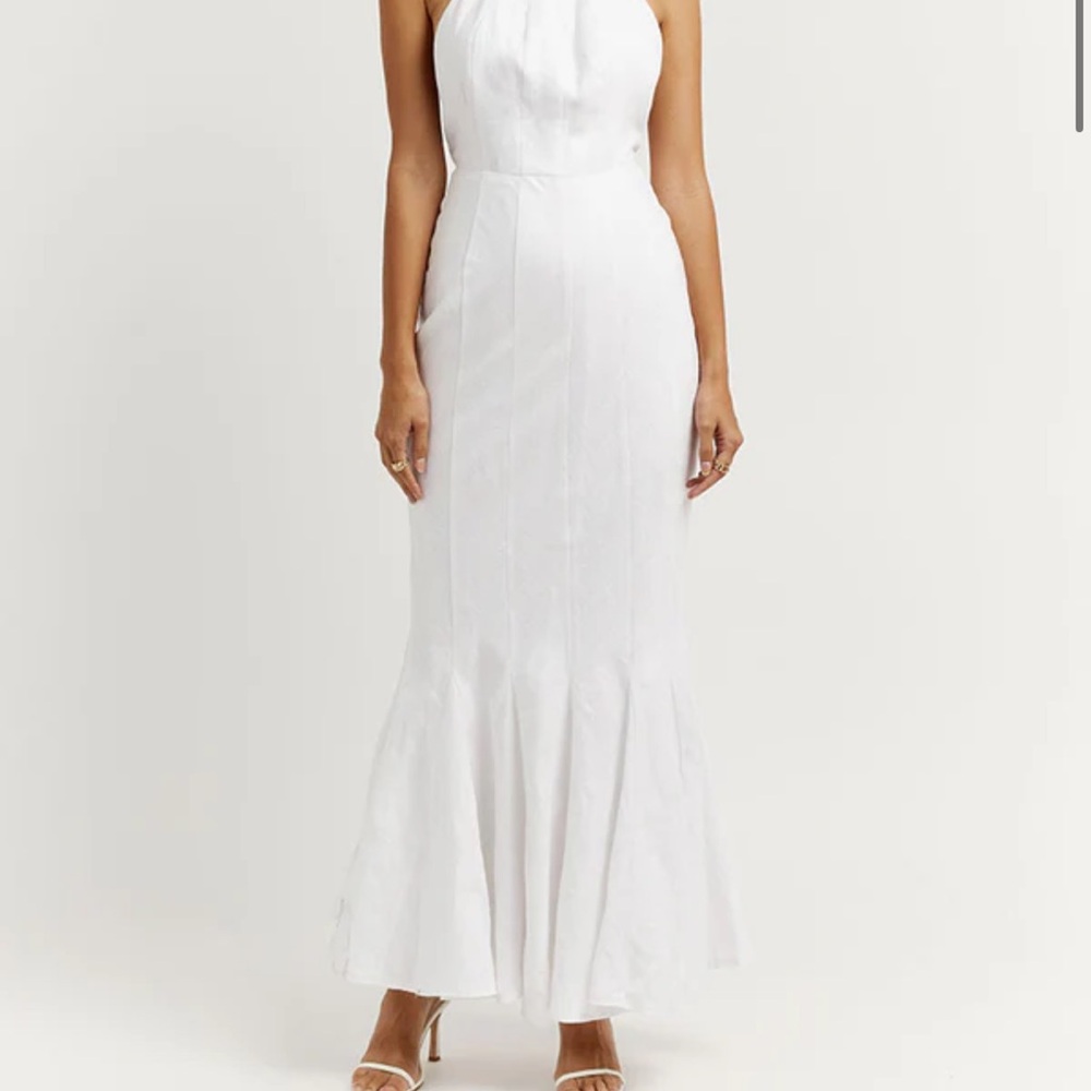 DIISH ROSE WHITE LINEN MAXI DRESS